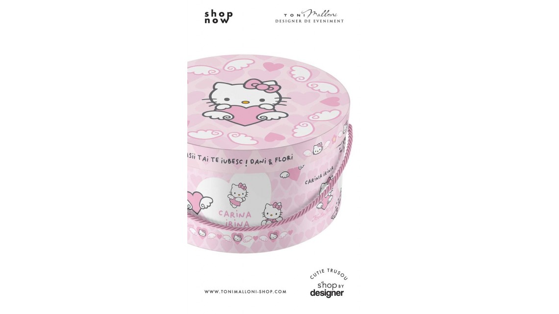 Cutie trusou botez rotunda roz cu Hello Kitty, Kitty Sugar 2